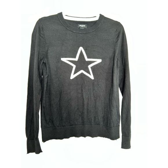 Zadig & Voltaire Miss Star pullover sweater w/distressed hem- size M - Picture 1 of 6